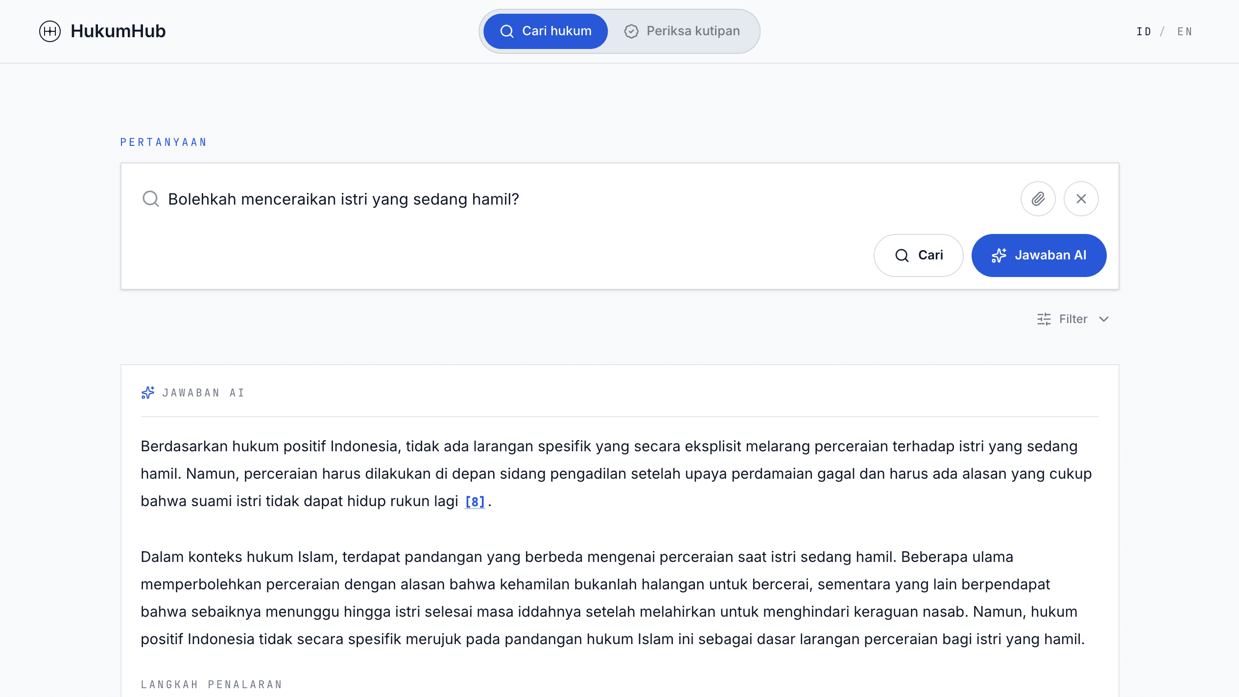 HukumHub search workspace